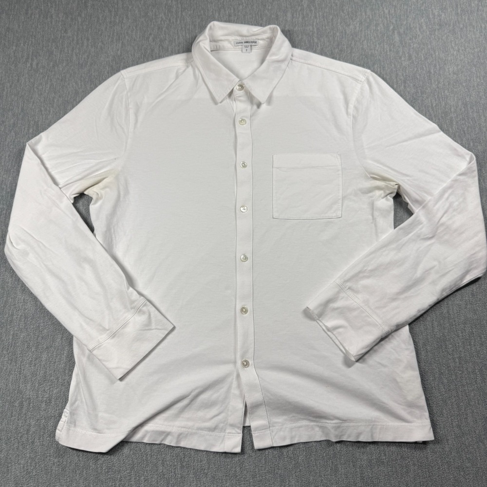 James Perse Standard Shirt Mens 2 M White Long Sleeve Cotton Button Up MCFJ3442